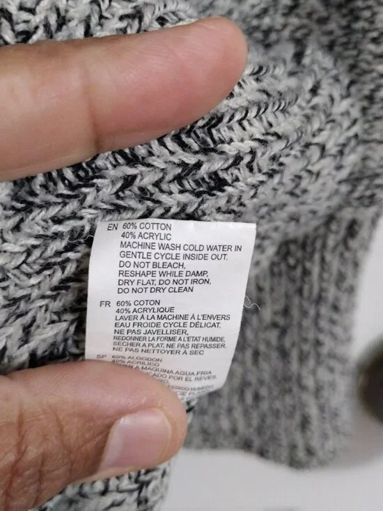 RDI Marled Knit Open Cardigan Size M Gray Elbow Patch Cozy Layering Sweater - Picture 7 of 13